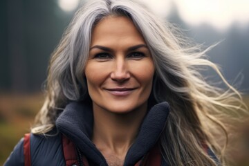 Poster - a woman with long hair smiling