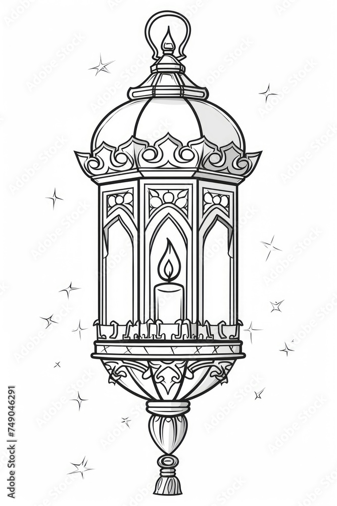 Ramadan lantern coloring page for kids Stock Illustration | Adobe Stock