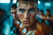 © svastix - Portrait of a young, sweaty boxer with a resolute expression in a gym setting