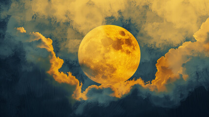 Wall Mural - moon over the clouds