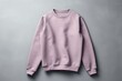 Mauve blank sweater without folds flat lay isolated on gray modern seamless background 