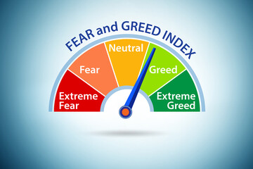 Wall Mural - Fear and greed investor behaviour concept
