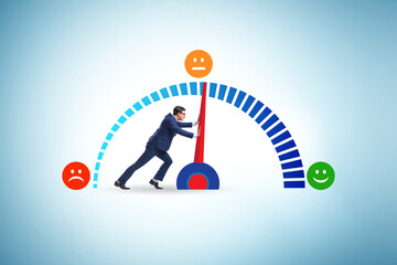 Satisfaction meter in customer opinion concept