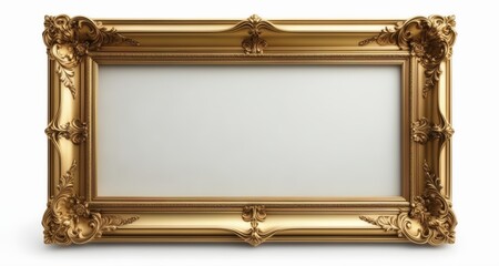 Wall Mural -  Luxurious gold-framed mirror, perfect for elegant interior design