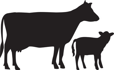 Sticker - Vector cow and calf