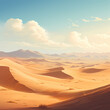 A serene desert landscape with sand dunes. 