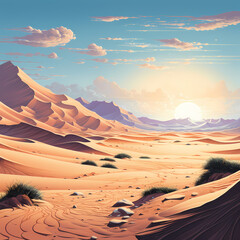 Canvas Print - A serene desert landscape with sand dunes. 