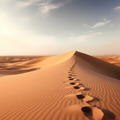 Canvas Print - A trail of footprints in the sand leading into the distance.