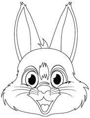 Poster - Black and white line art of a happy rabbit.