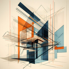 Canvas Print - Abstract architecture with intersecting lines and shapes.