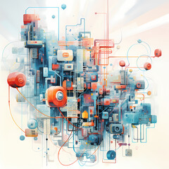 Wall Mural - Abstract representation of interconnected technology.