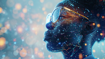 black man looking thinking idea digital concept for internet Software Developer Working on Innovative e-Commerce App using AI, Big Data
