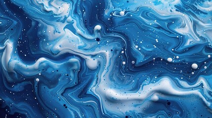 Poster - Abstract art blue paint background with liquid fluid grunge texture