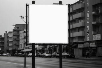 Poster - White Billboard Mockup of a Large Advertising Poster on the Street extreme closeup. Generative AI