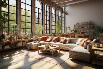 Poster - Modernist Home Interior with Modern Furniture extreme closeup. Generative AI