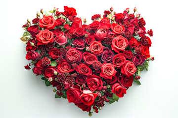 Aufkleber - Love Concept. A Bunch of Red Roses in a Heart Shape extreme closeup. Generative AI