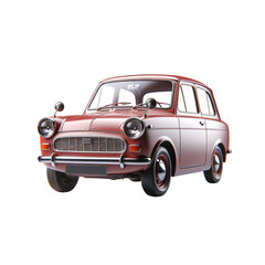 Canvas Print - Retro Classic Mini Car Illustration Isolated
