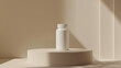 © mohammad - mockup of a plain white medicine bottle neatly placed on a podium on a neutral background, Ai generated Images