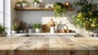 Blur background interior design, scandinavian minimalist classic kitchen with wooden and white details