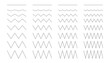 Set of zig zag wavy, vector collection of different thin line wide and narrow wavy line, curvy and zig zag, zig zag horizontal lines