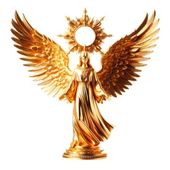 Wall Mural - angels golden female wings isolated on transparent background - Generative AI 