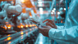 © Wasin Arsasoi - Smart industry control concept.Hands holding tablet on blurred automation machine as background.