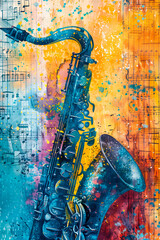 Illustration in abstract style for live jazz music poster. Music Day, International Jazz Day