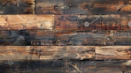 Wall Mural - Old brown wooden planks texture