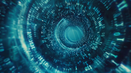 Poster - digital representation of data streaming or binary code flowing through a virtual space