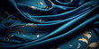 blue luxury cloth silk velvet with floral print, Blue Silk Velvet with Floral Print: Luxury Fabric Background
