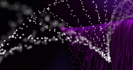 Sticker - Animation of purple spots falling and dna strand on black background