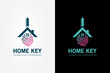 Home key logo design with fingerprint security symbol on the key