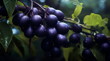 Garden, Ripe, Fruit, Bouquet, Summer, Sunlight, Juicy, Stem, Dessert, Freshness,Bunch Of Black Grapes Hanging From Tree Branch With Leaves,Growing Black Currant
