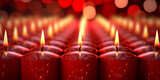 Fototapeta  - Red flameless candle fairy lights,  Candle candlestick holder memorial  candle .