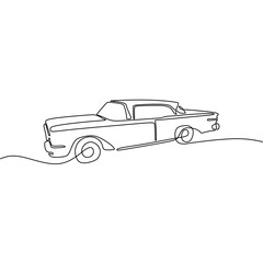 Single continous line art of classic car