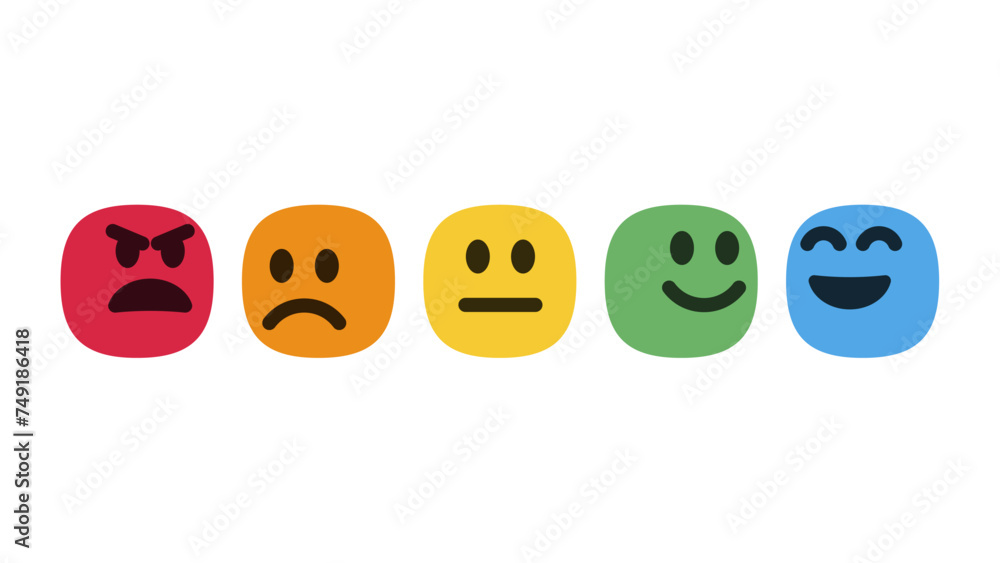 Status Rapport Smiley Satisfaction Feedback Rate Form Emoticons Square Emoticon. Stock Vector ...