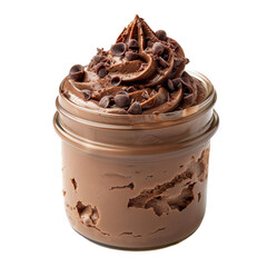 Wall Mural - front view of a delicious chocolate mousse in a jar isolated on a white transparent background