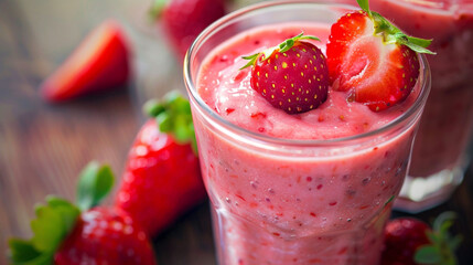 Wall Mural - Strawberry smoothie.