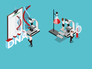 medical healthcare genetic science technology 3d isometric vector illustration