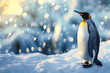 cute penguins in winter background. Can used for banner, greeting card. 