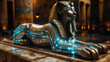 In the heart of ancient Egypt, a robotic sphinx powered by machine learning puzzles adventurers with riddles about the future