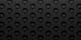 Fototapeta Łazienka - Dark Black Hexagonal Background In Futuristic Industrial Style (3D Illustration)