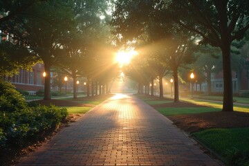 Wall Mural - university college campus scenery background
