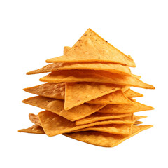 Stack of chili tortilla chips isolated on transparent background