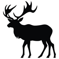 Wall Mural - Elk black Silhouette vector, white background.
