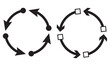 4 arrow pictogram refresh reload rotation loop sign set. Volume 02. Simple black icon on white background. Modern mono solid plain flat minimal style. web design elements 8 .Vector illustration .