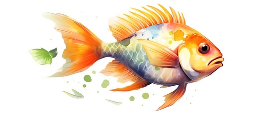 Wall Mural - Illustration of a piranha fish in a watercolor style using bright and bold colors. on a white background