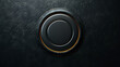 Empty illuminated button isolated on black leather background with copy space.  generative ai 