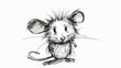 Nervous Mouse: Ink Cartoon Delight. Generative AI
