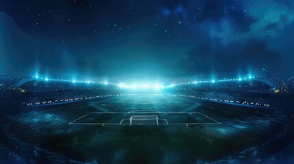 Wall Mural - The soccer stadium in the night sky. Generative AI.